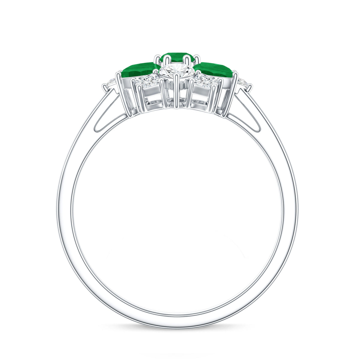 Genuine Emerald and Diamond Nature Inspired Statement Ring
