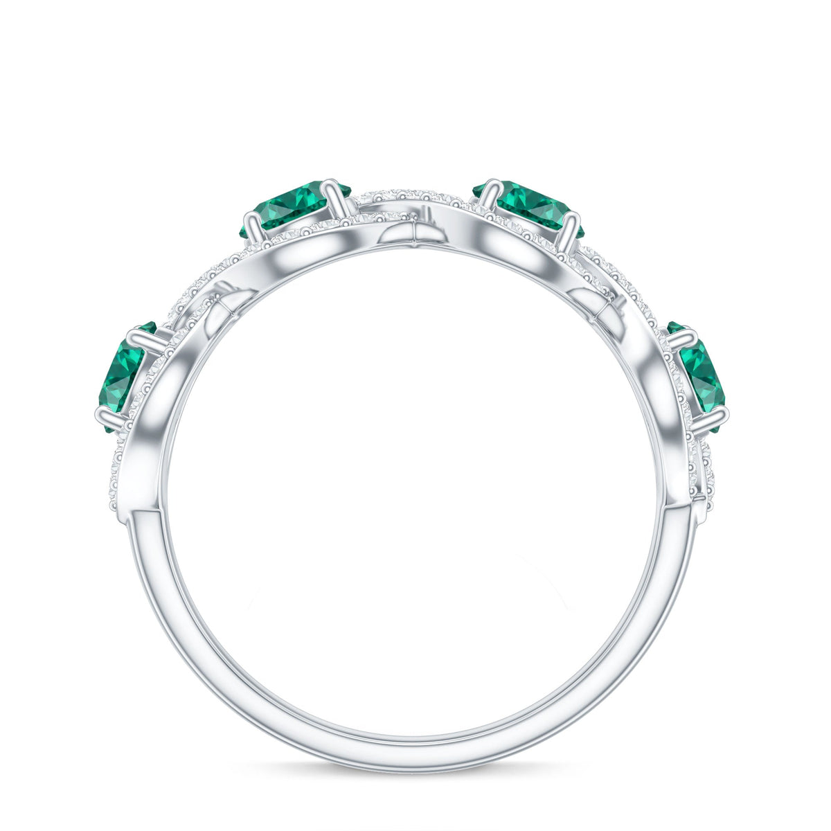 Certified Lab Grown Emerald Diamond Infinity Half Eternity Band