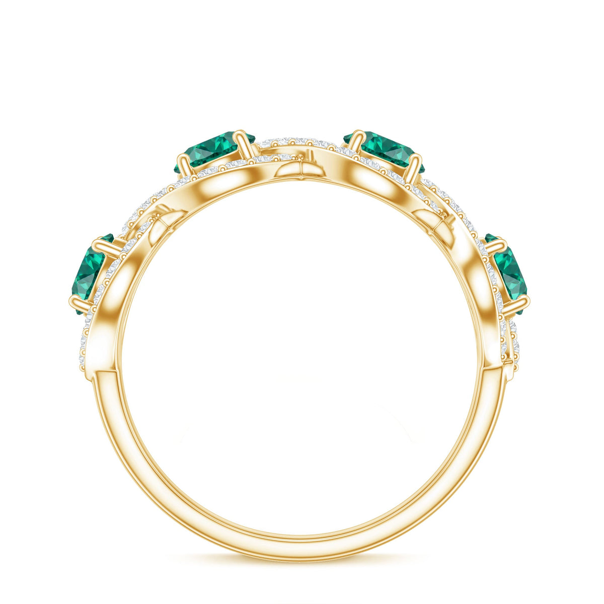 Certified Lab Grown Emerald Diamond Infinity Half Eternity Band