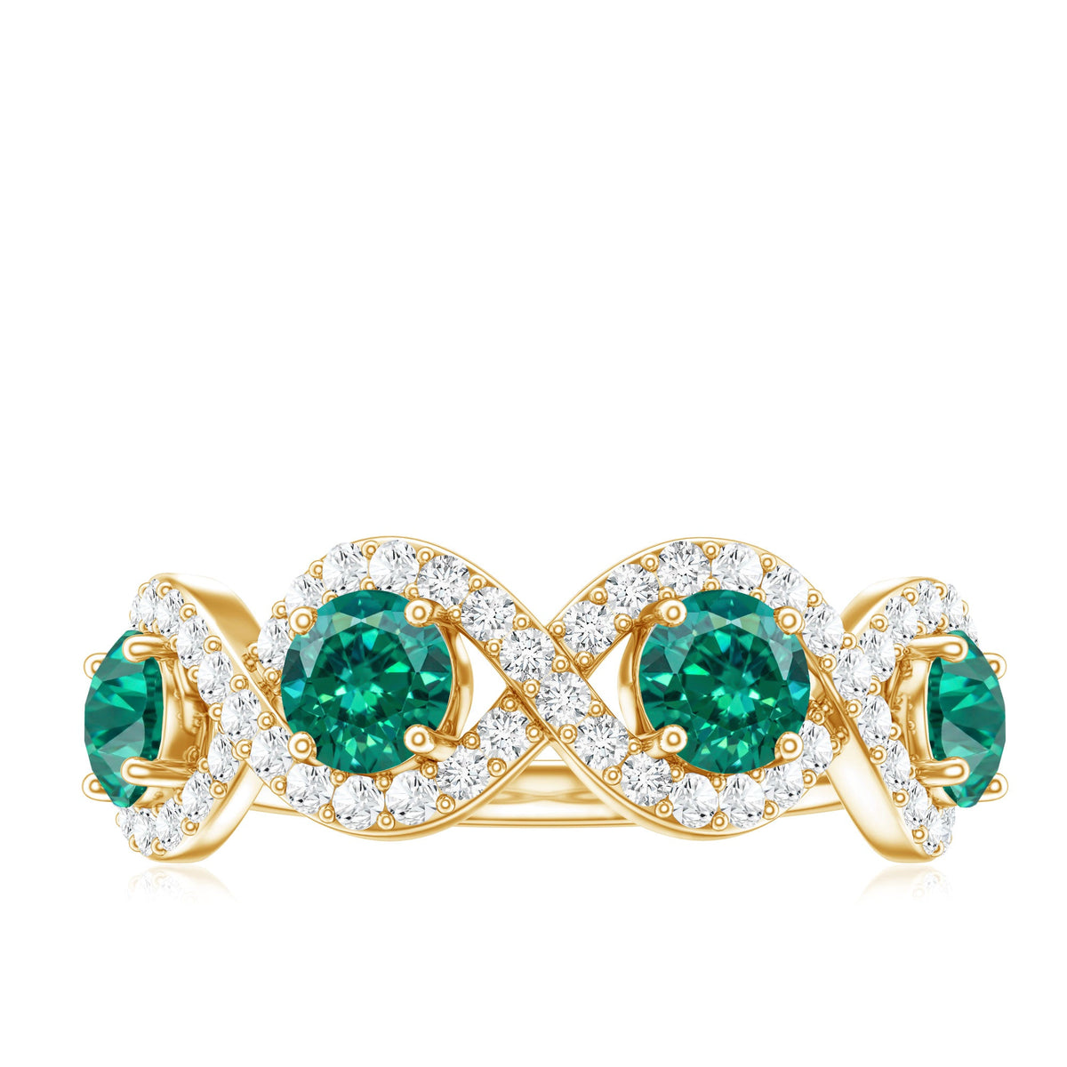 Certified Lab Grown Emerald Diamond Infinity Half Eternity Band
