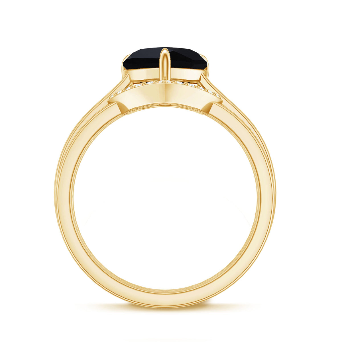 Heart Shaped Black Onyx Engagement Ring with Diamond Enhancer