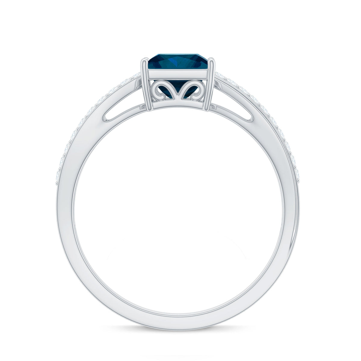 1 Carat Princess Cut London Blue Topaz Solitaire Engagement Ring For Women