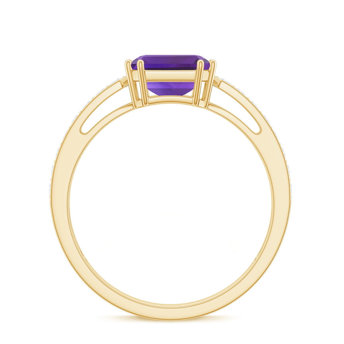 Real 3 Carat Amethyst Asscher Cut Engagement Ring with Diamond