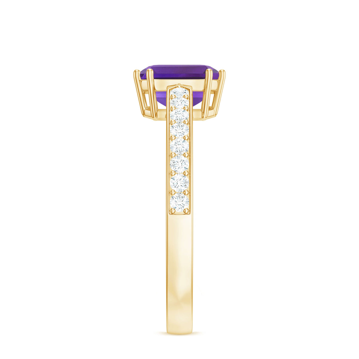 Real 3 Carat Amethyst Asscher Cut Engagement Ring with Diamond