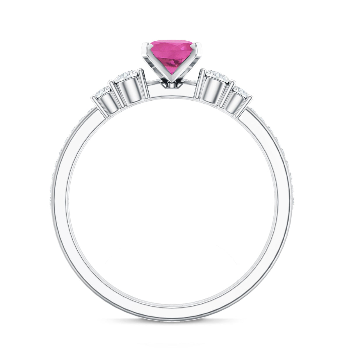 Oval Pink tourmaline Ring with Diamond Wedding Band