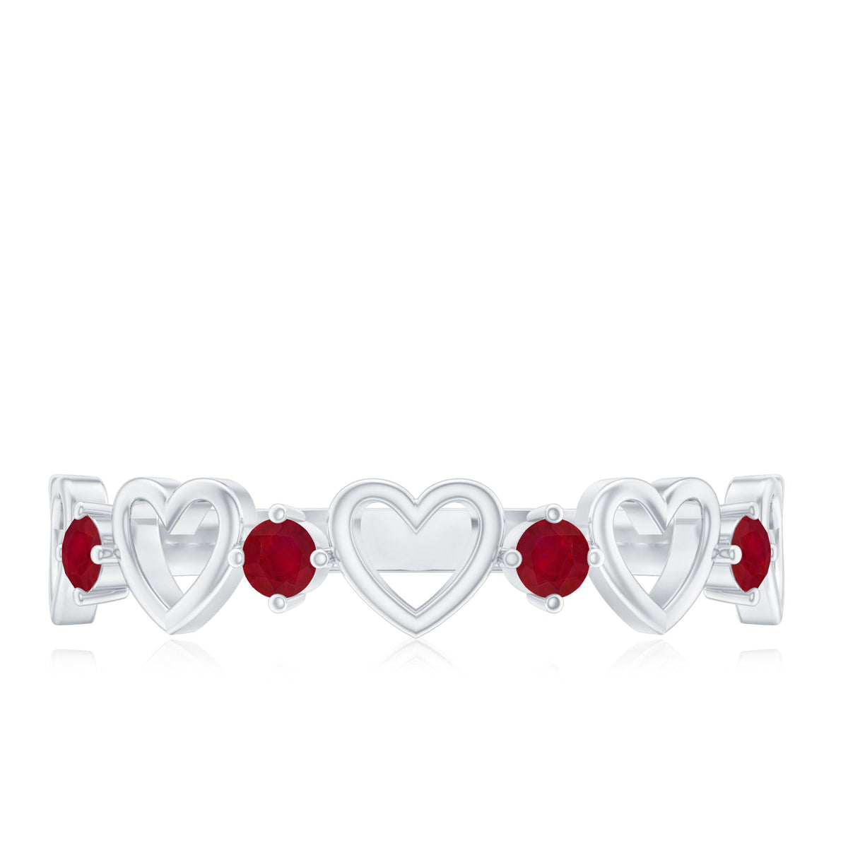 Natural Ruby Heart Eternity Ring for Promise