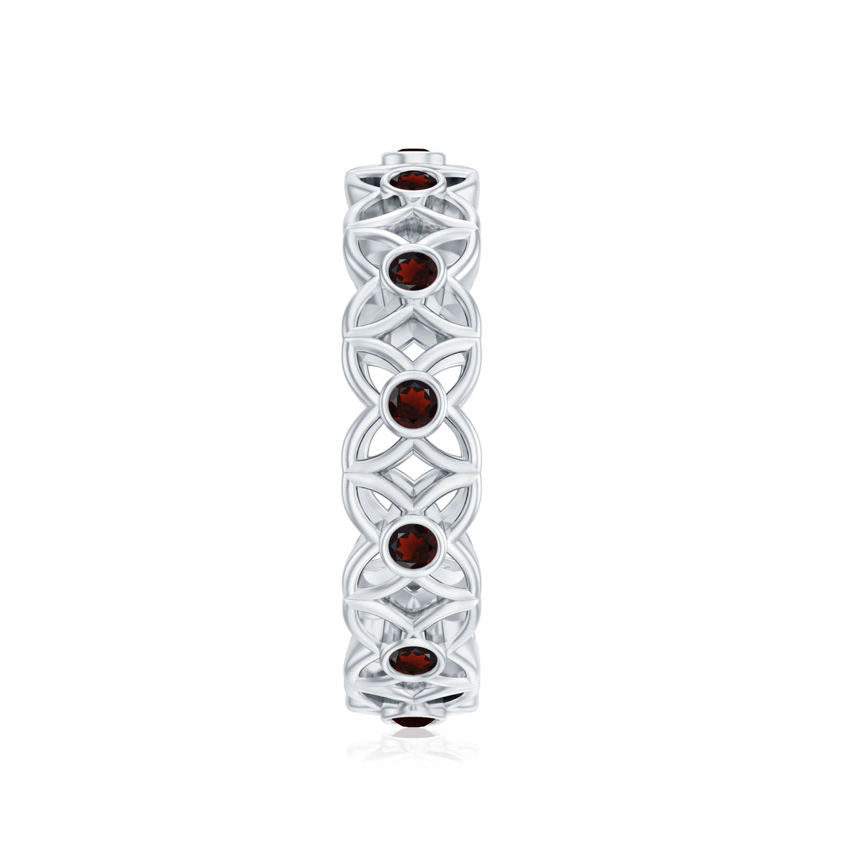 Certified Natural Garnet Flower Wedding Band