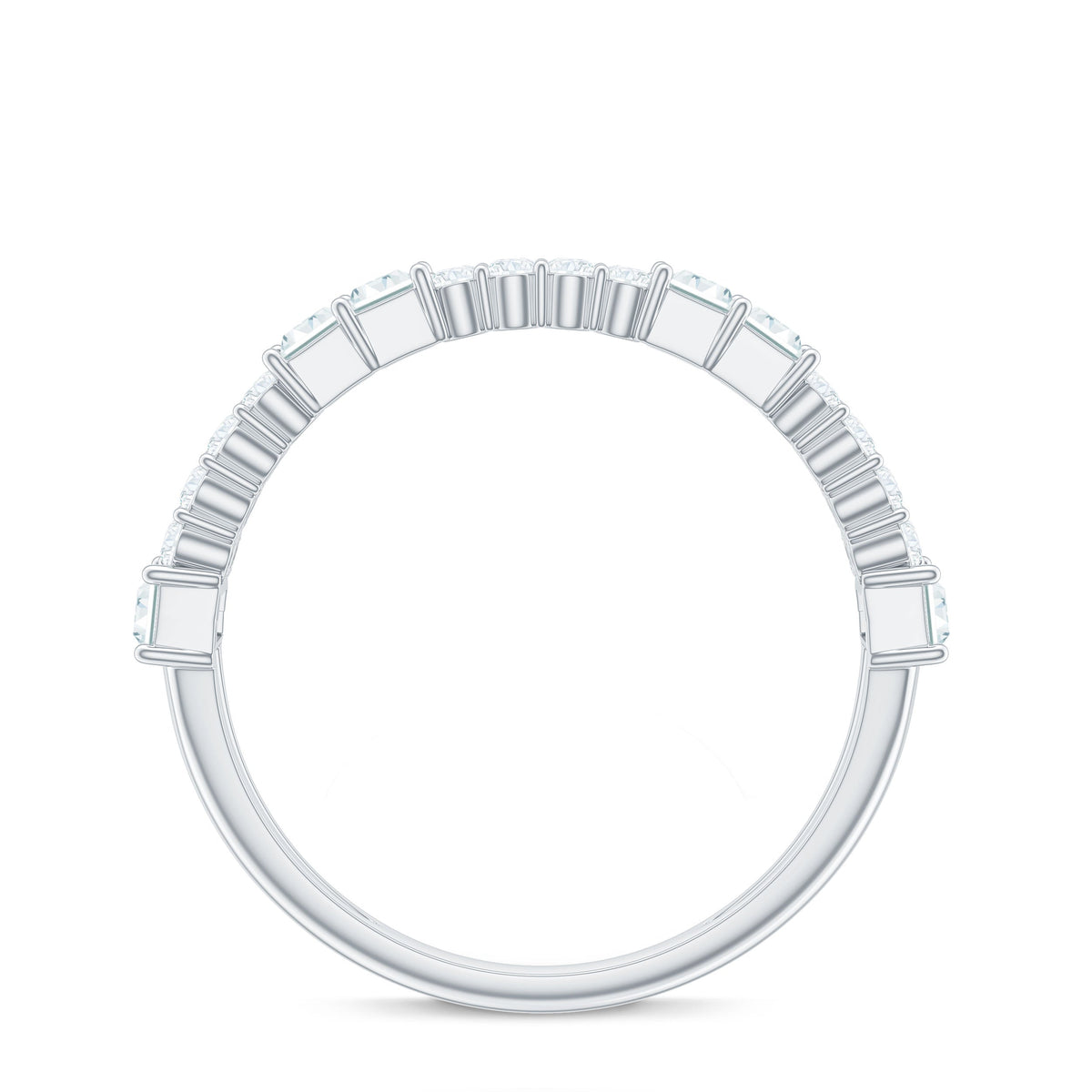 Baguette and Round Moissanite Half Eternity Band