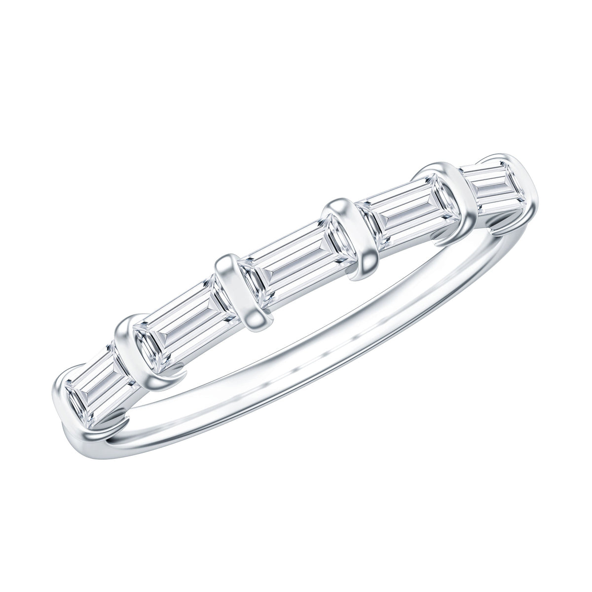 East West Set Moissanite Half Eternity Ring for Her