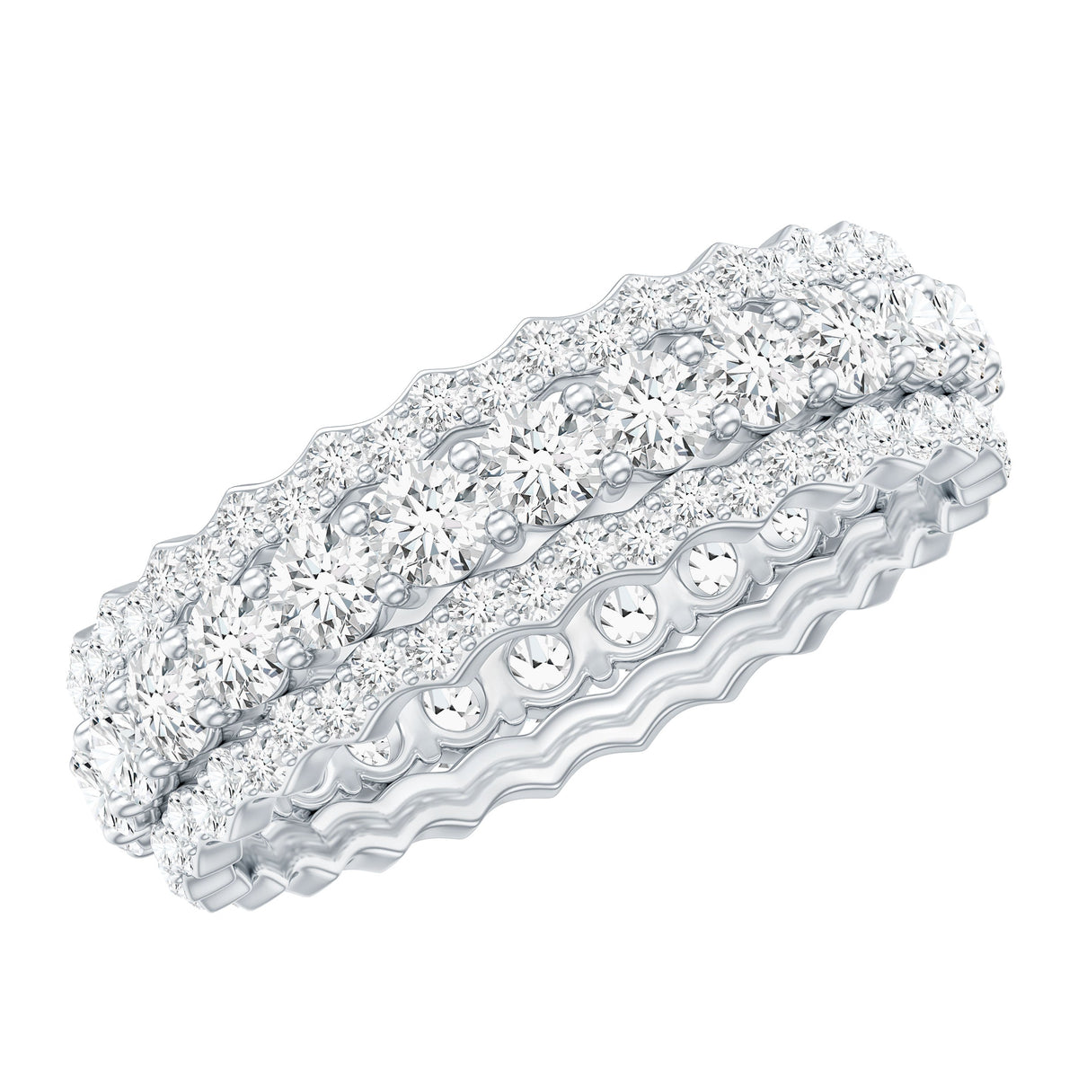 Certified Round Cut Moissanite Eternity Ring For Wedding