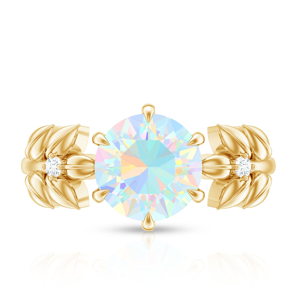 Nature Inspired 2 Carat Ethiopian Opal Diamond Engagement Ring