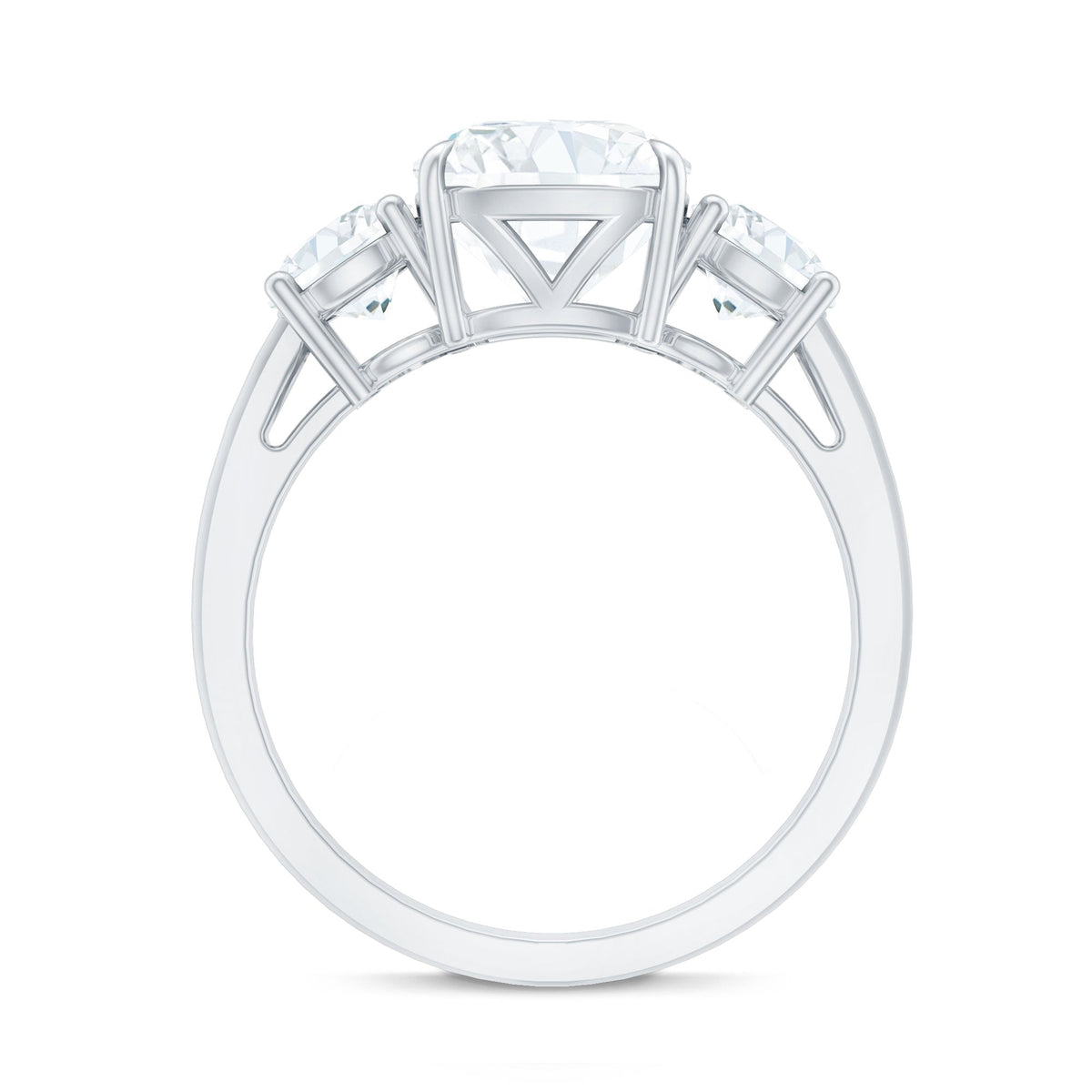 Three Stone Moissanite Engagement Ring with Certificate