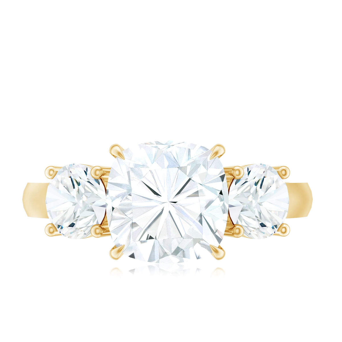 Three Stone Moissanite Engagement Ring with Certificate