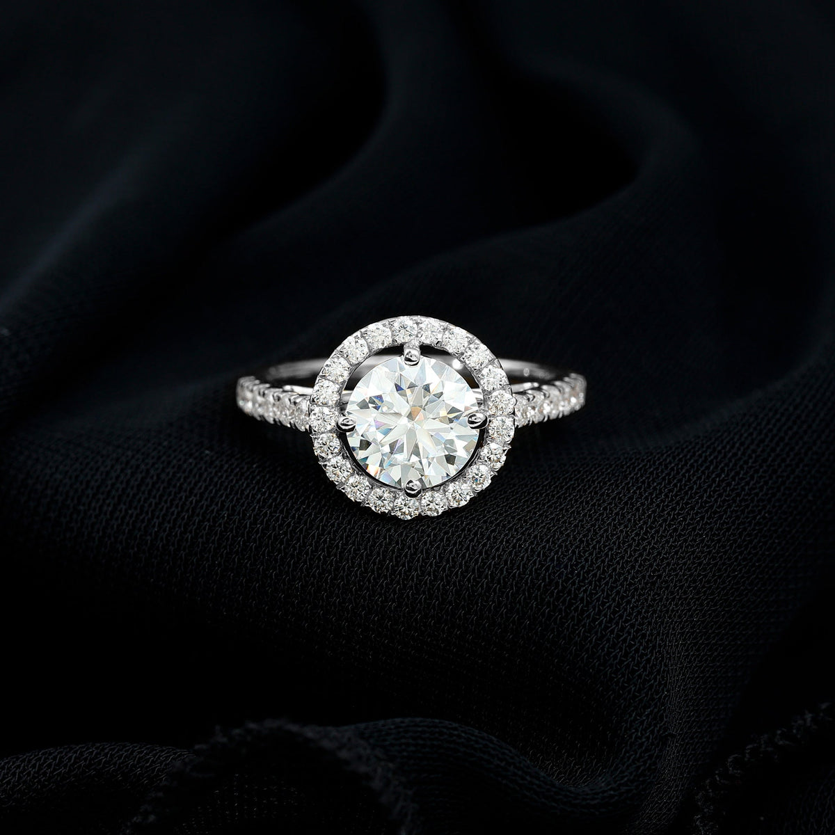 Certified 2 Carat Moissanite Engagement Ring with Halo