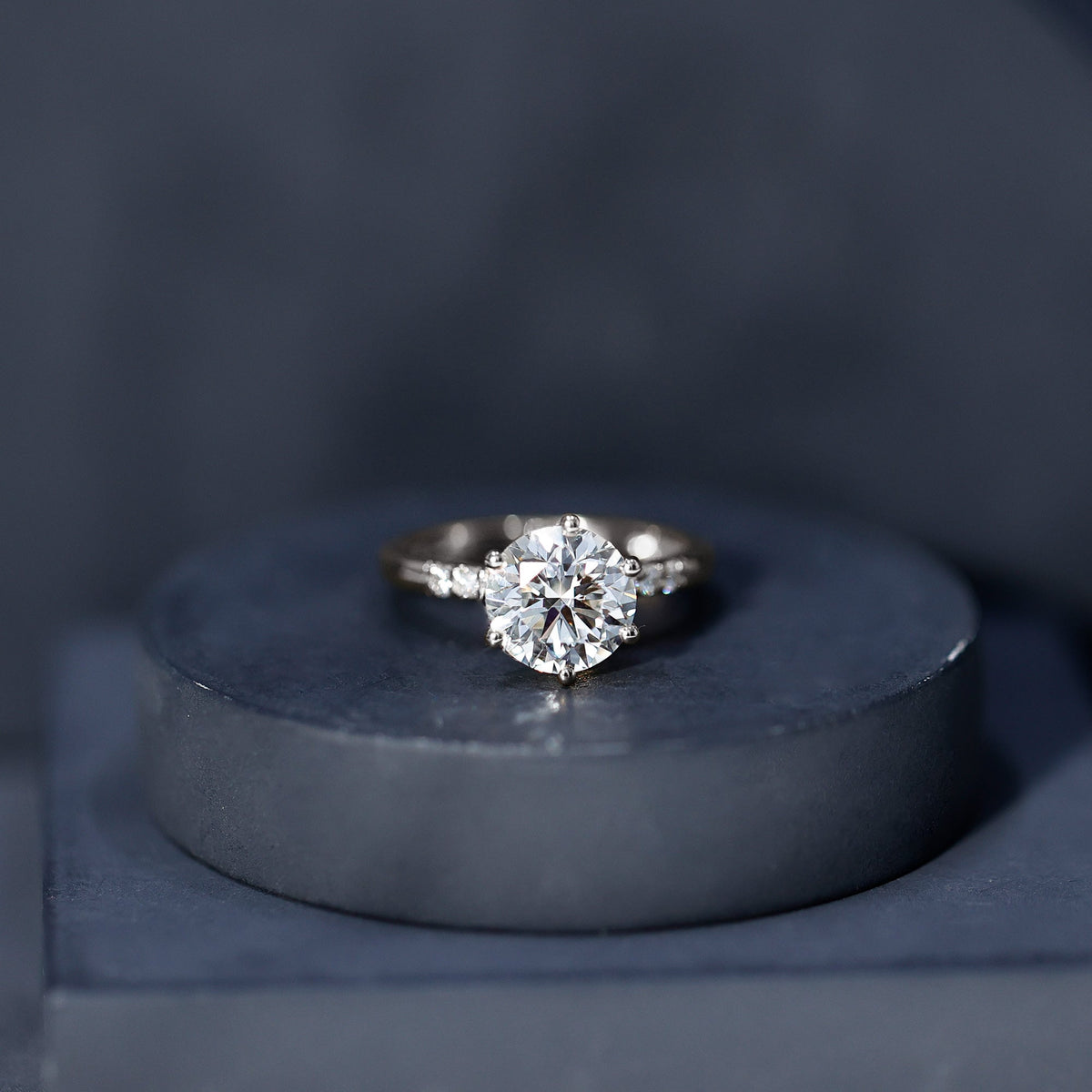 Round Cut 3 Carat Lab Grown Diamond Solitaire Engagement Ring