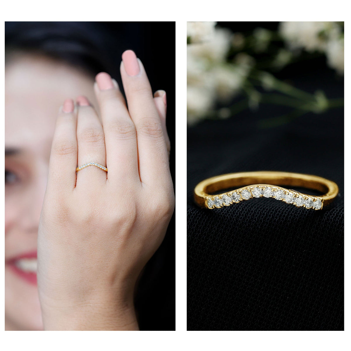 Certified Lab Grown Diamond Curved Stackable Ring