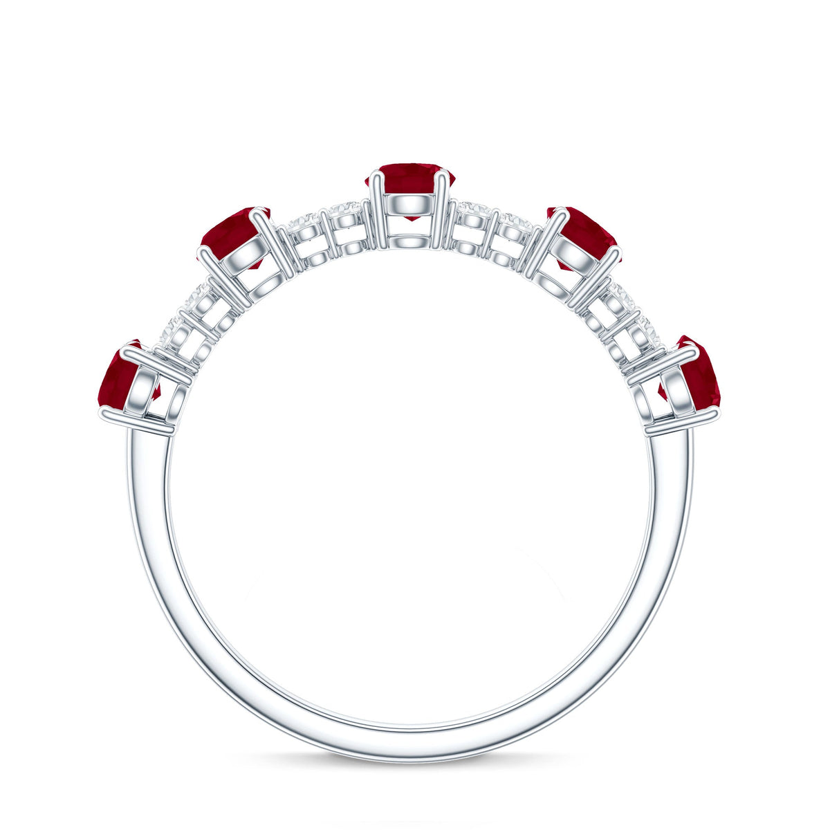 Real Ruby Diamond Half Eternity Ring for Anniversary