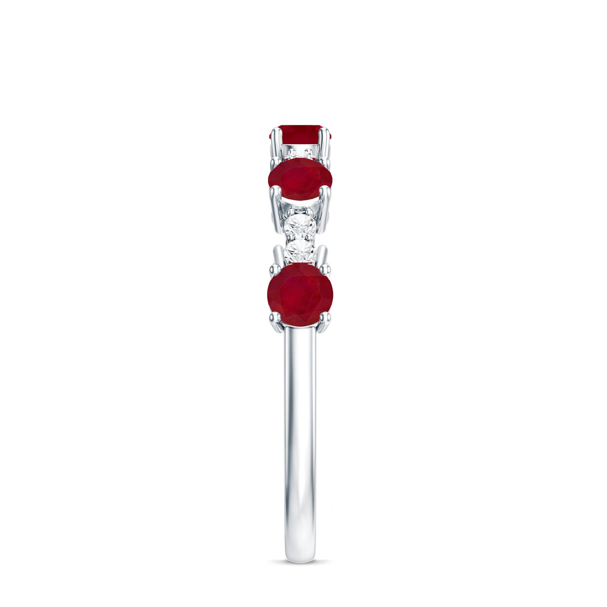 Real Ruby Diamond Half Eternity Ring for Anniversary