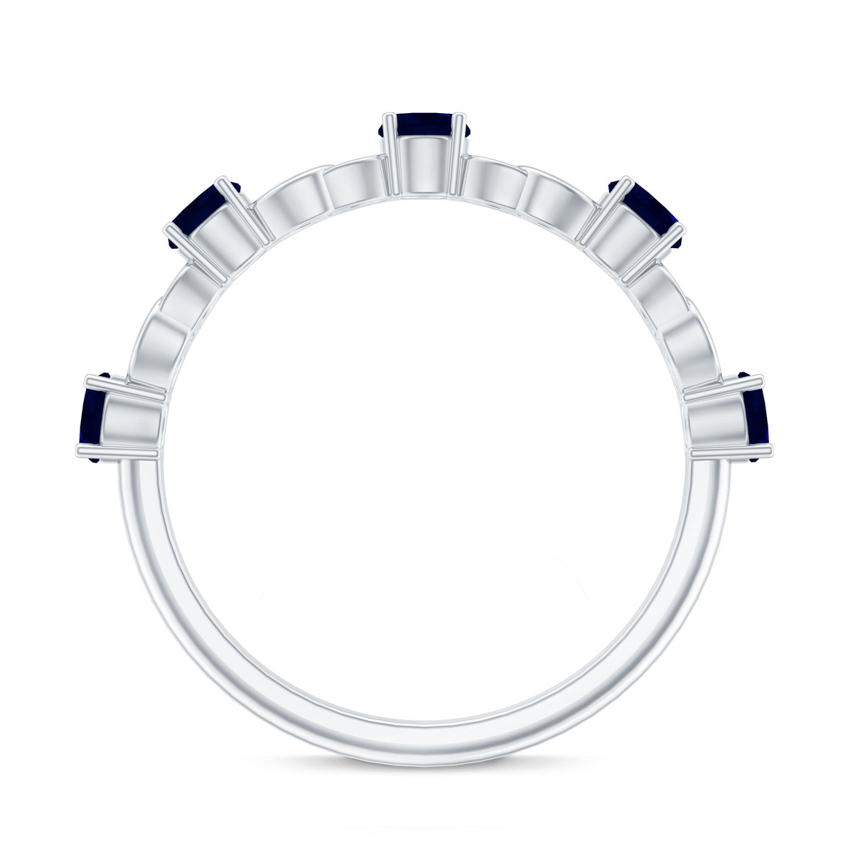 Natural Blue Sapphire Infinity Half Eternity Ring