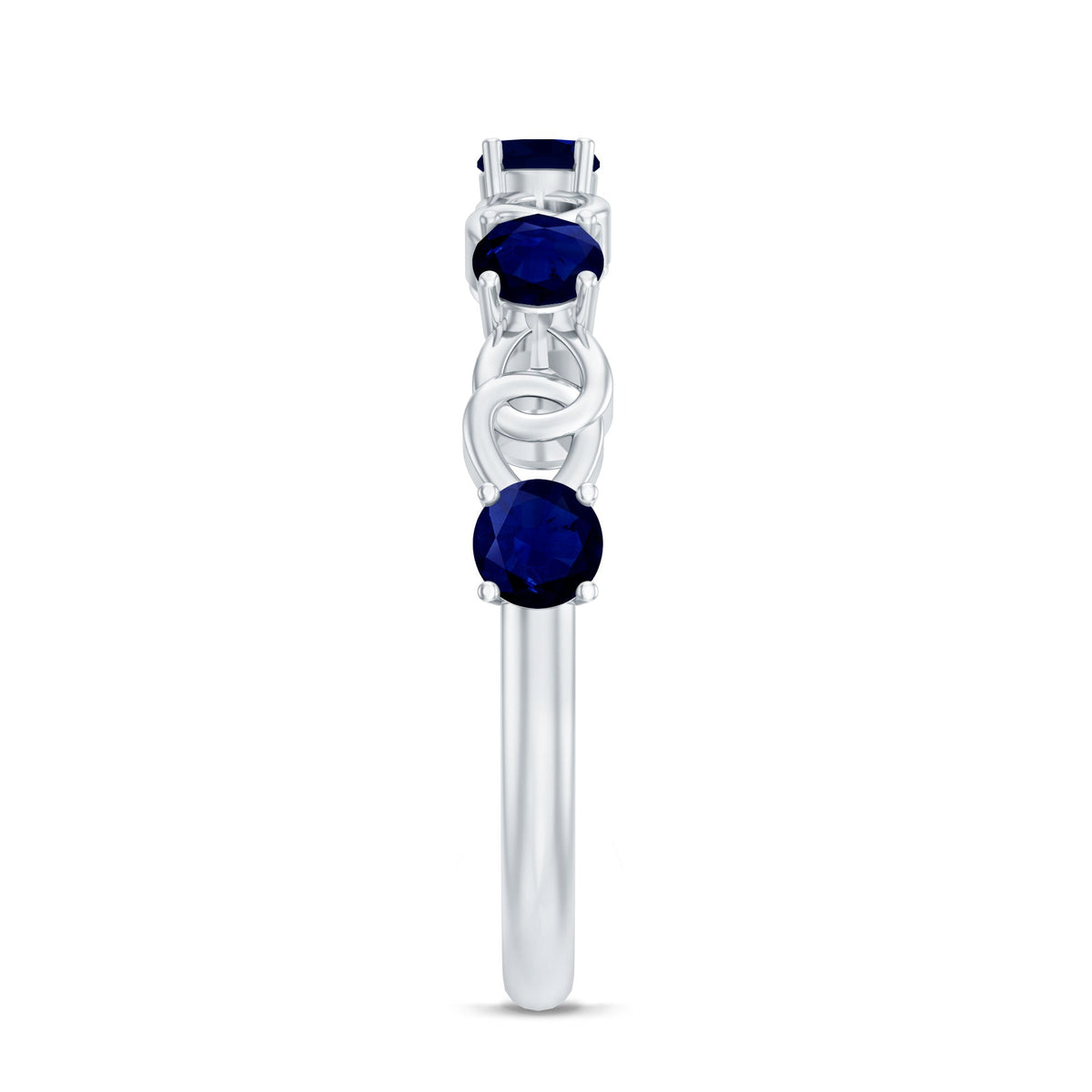 Natural Blue Sapphire Infinity Half Eternity Ring