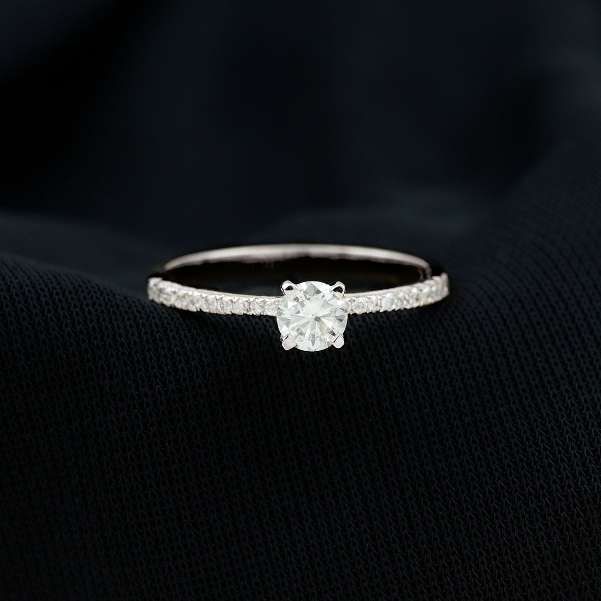 Natural Diamond Promise Ring with Side Stones