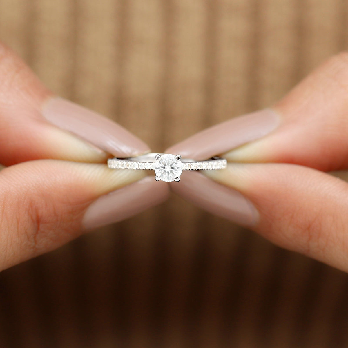 Natural Diamond Promise Ring with Side Stones