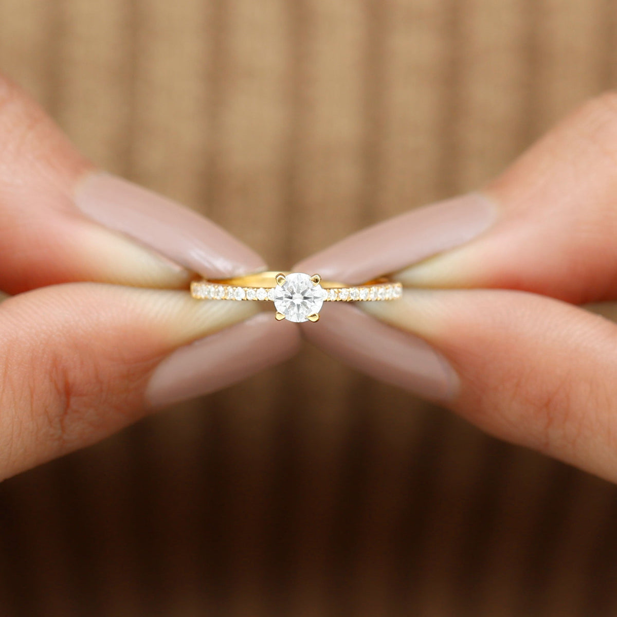 Natural Diamond Promise Ring with Side Stones