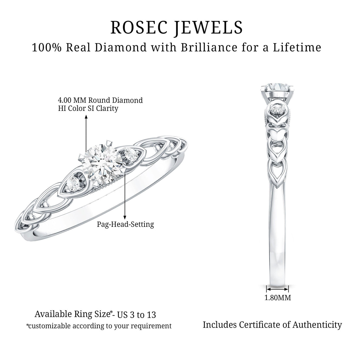 Genuine Diamond Minimalist Promise Ring with Certificate