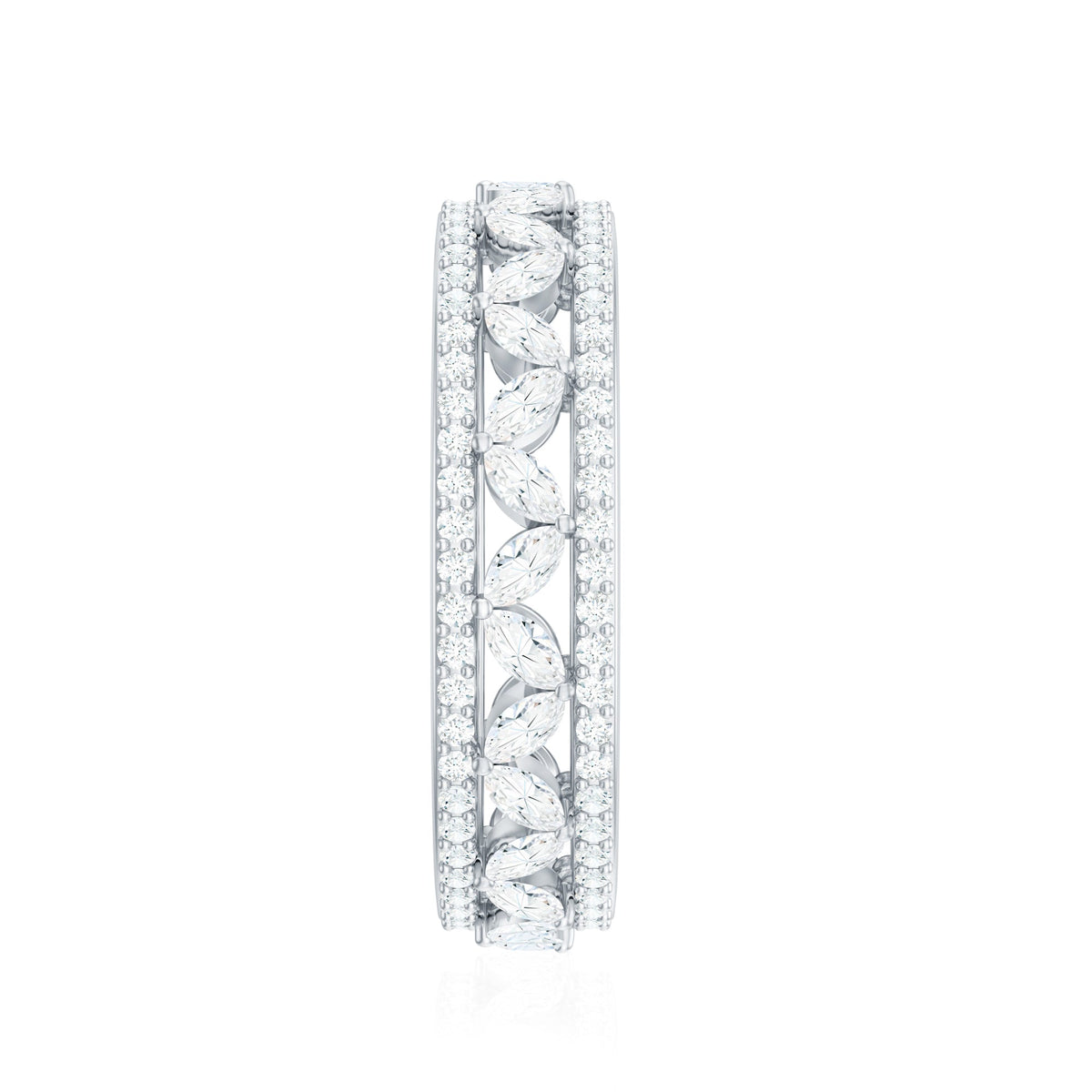 Certified Marquise Moissanite Wedding Band