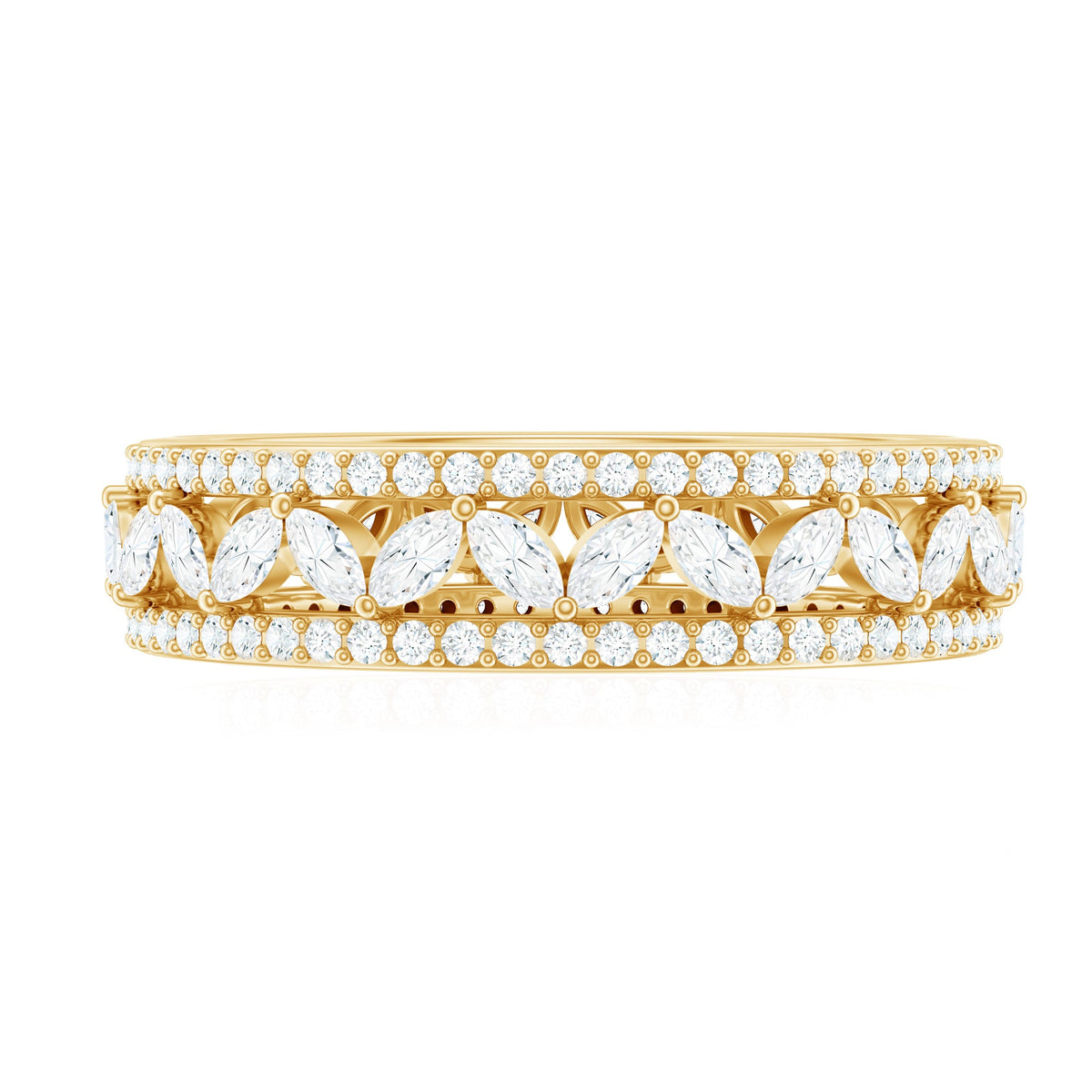 Certified Marquise Moissanite Wedding Band
