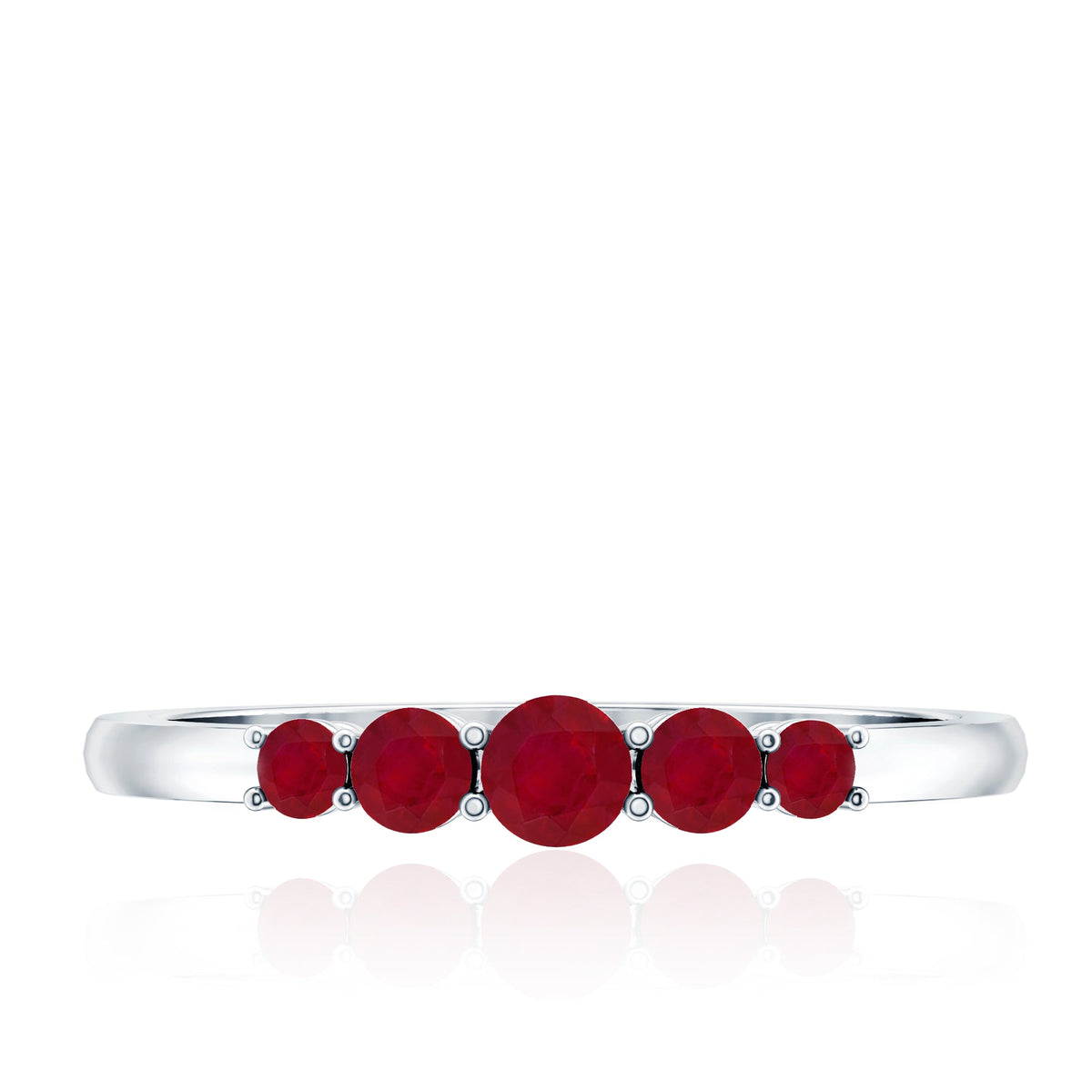 Natural July Birthstone Ruby 5 Stone Ring for Promise