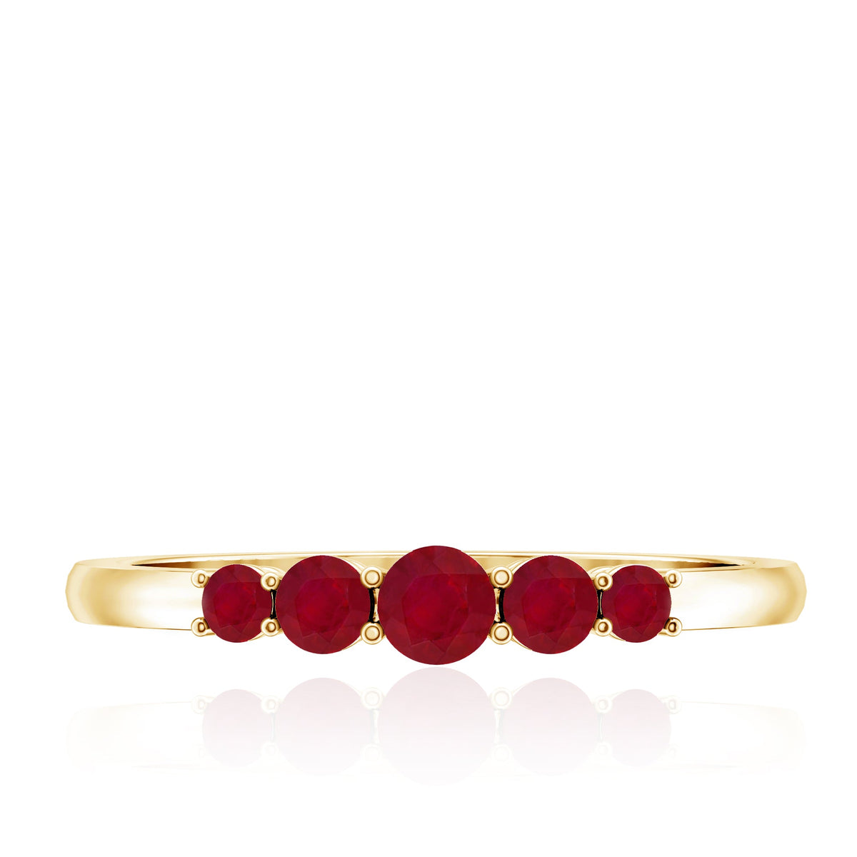 Natural July Birthstone Ruby 5 Stone Ring for Promise