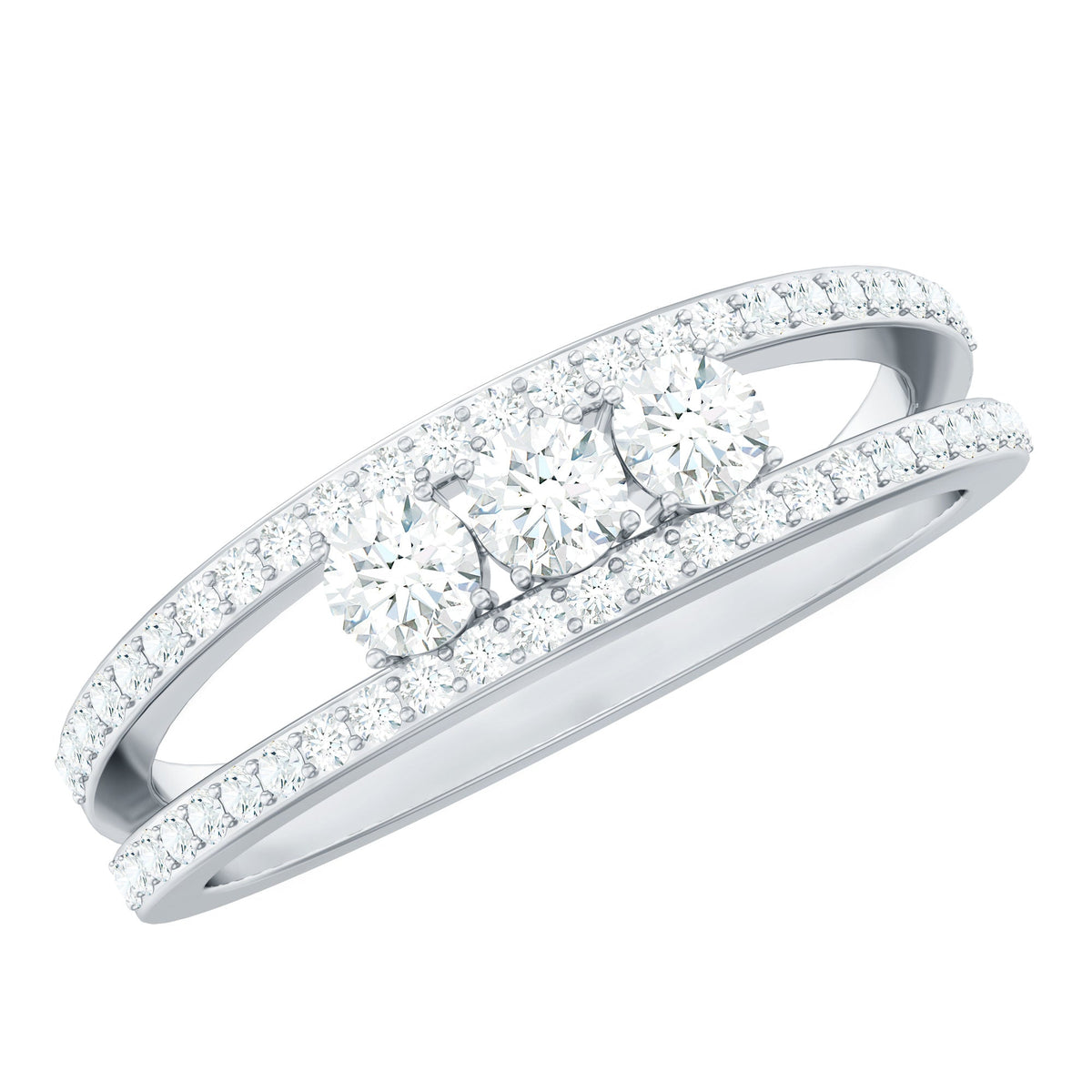 Certified Moissanite 3 Stone Anniversary Ring for Women