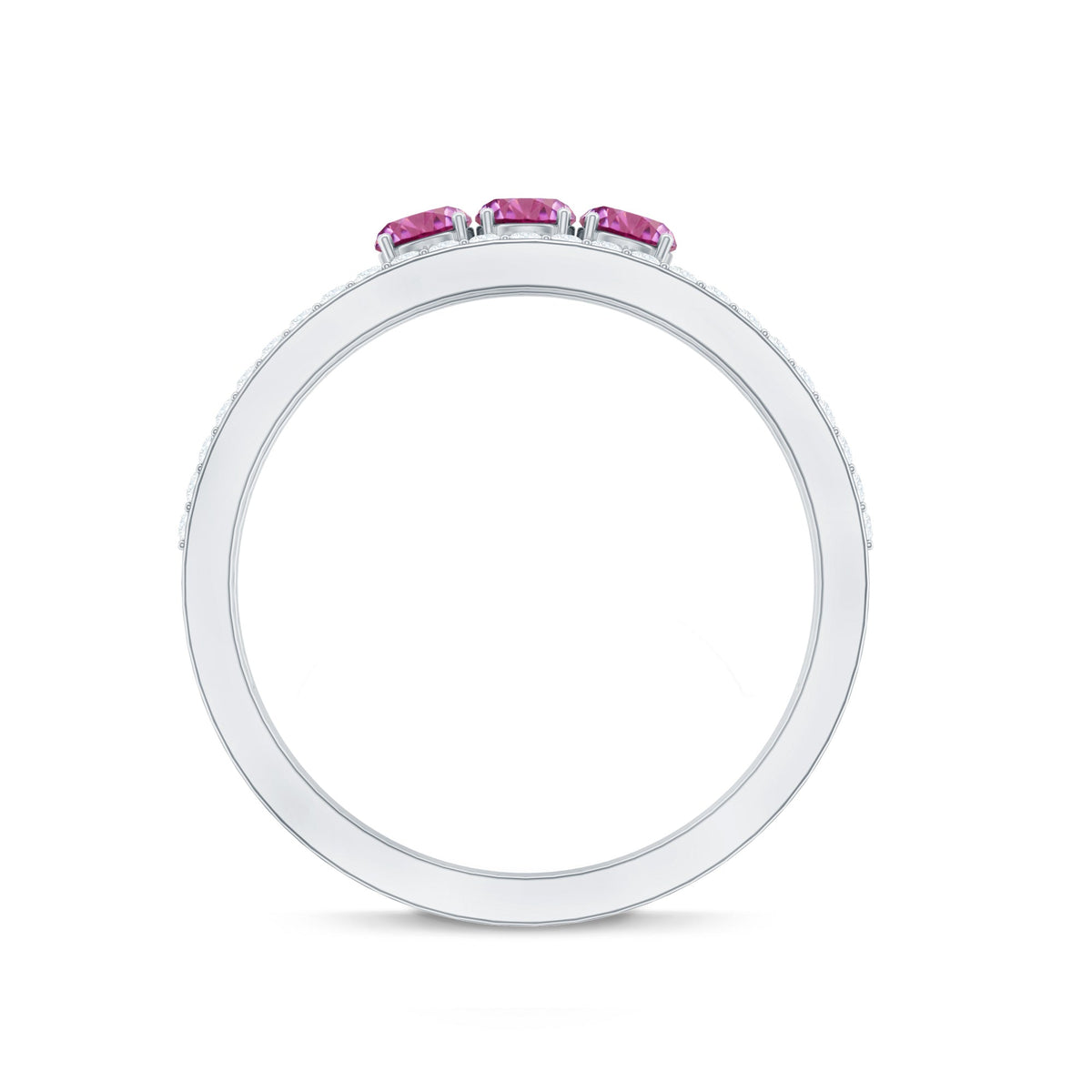 Pink Tourmaline and Diamond Anniversary Ring in Split Shank