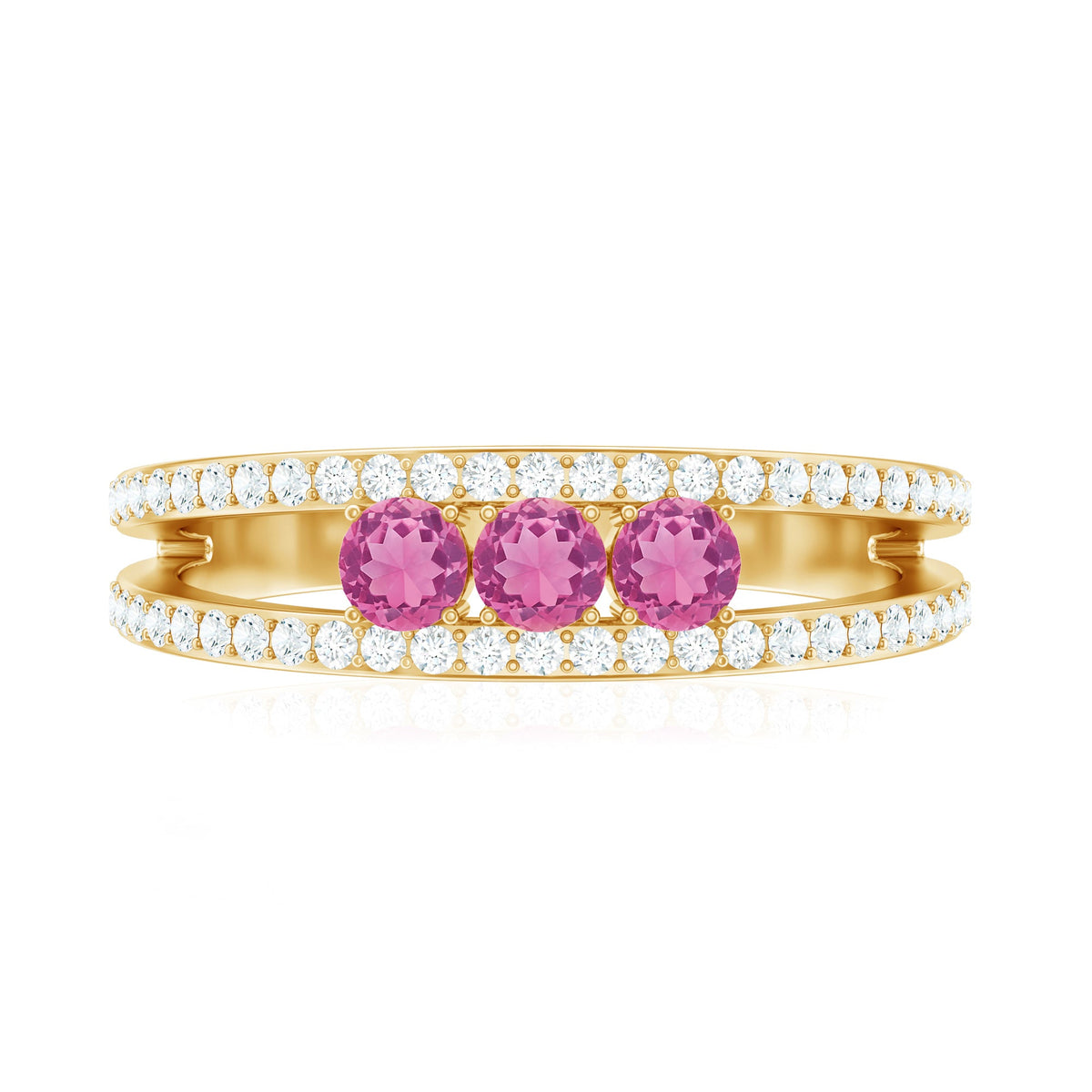 Pink Tourmaline and Diamond Anniversary Ring in Split Shank