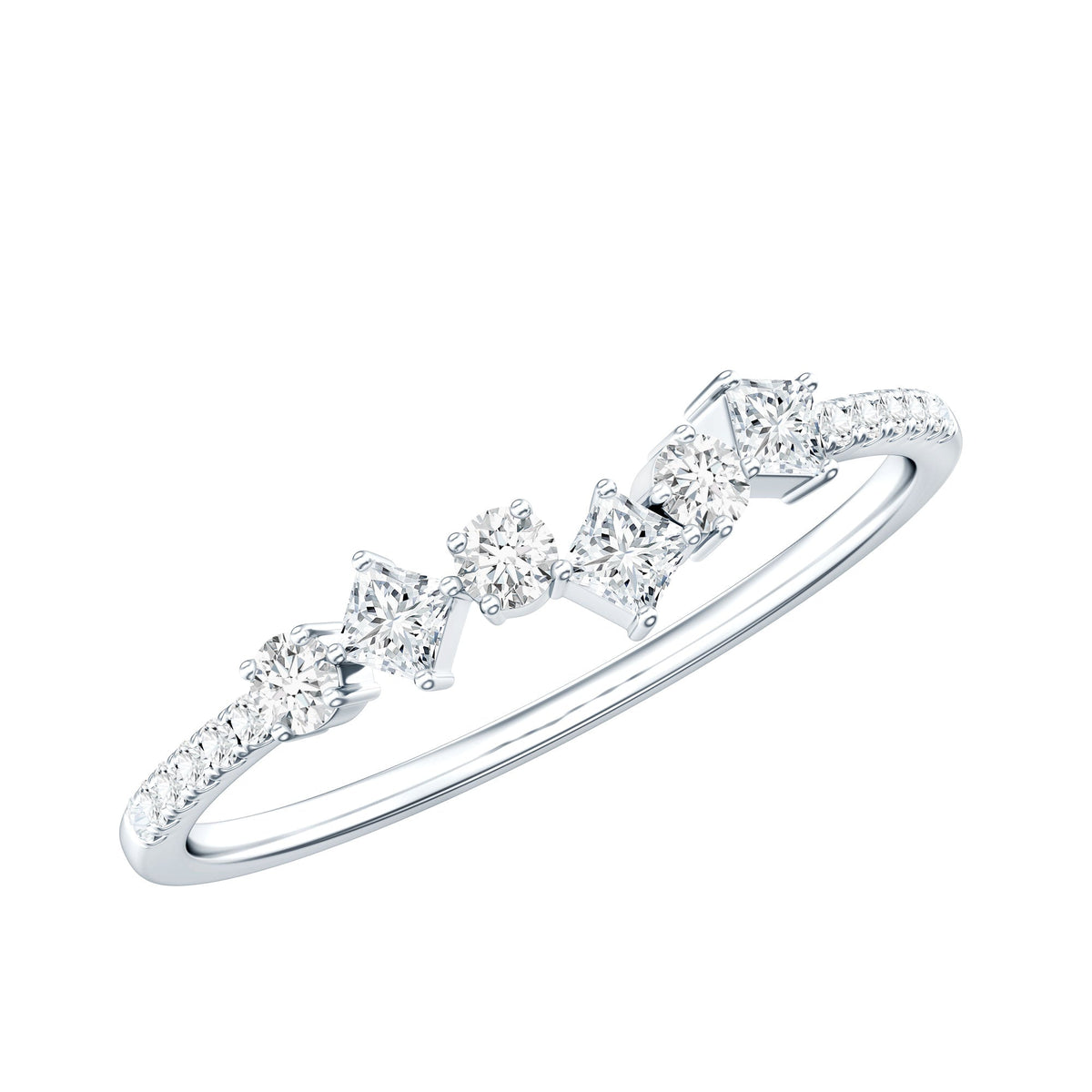Women's Moissanite Half Eternity Band Ring in Silver
