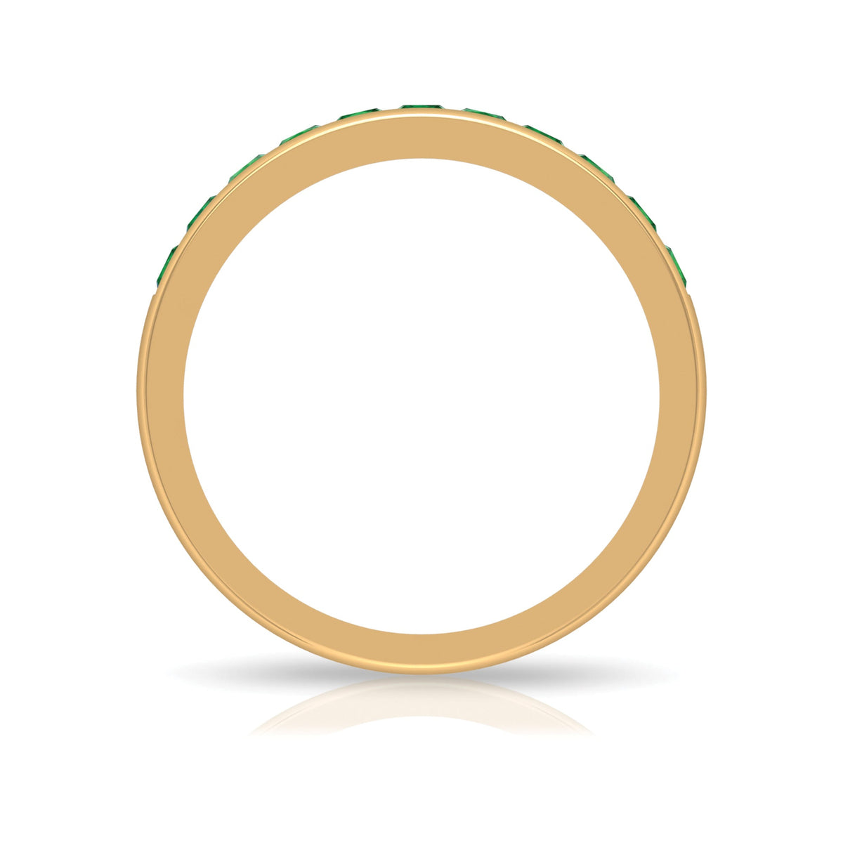 Channel Set Princess Cut Lab Grown Emerald Half Eternity Band with Certificate