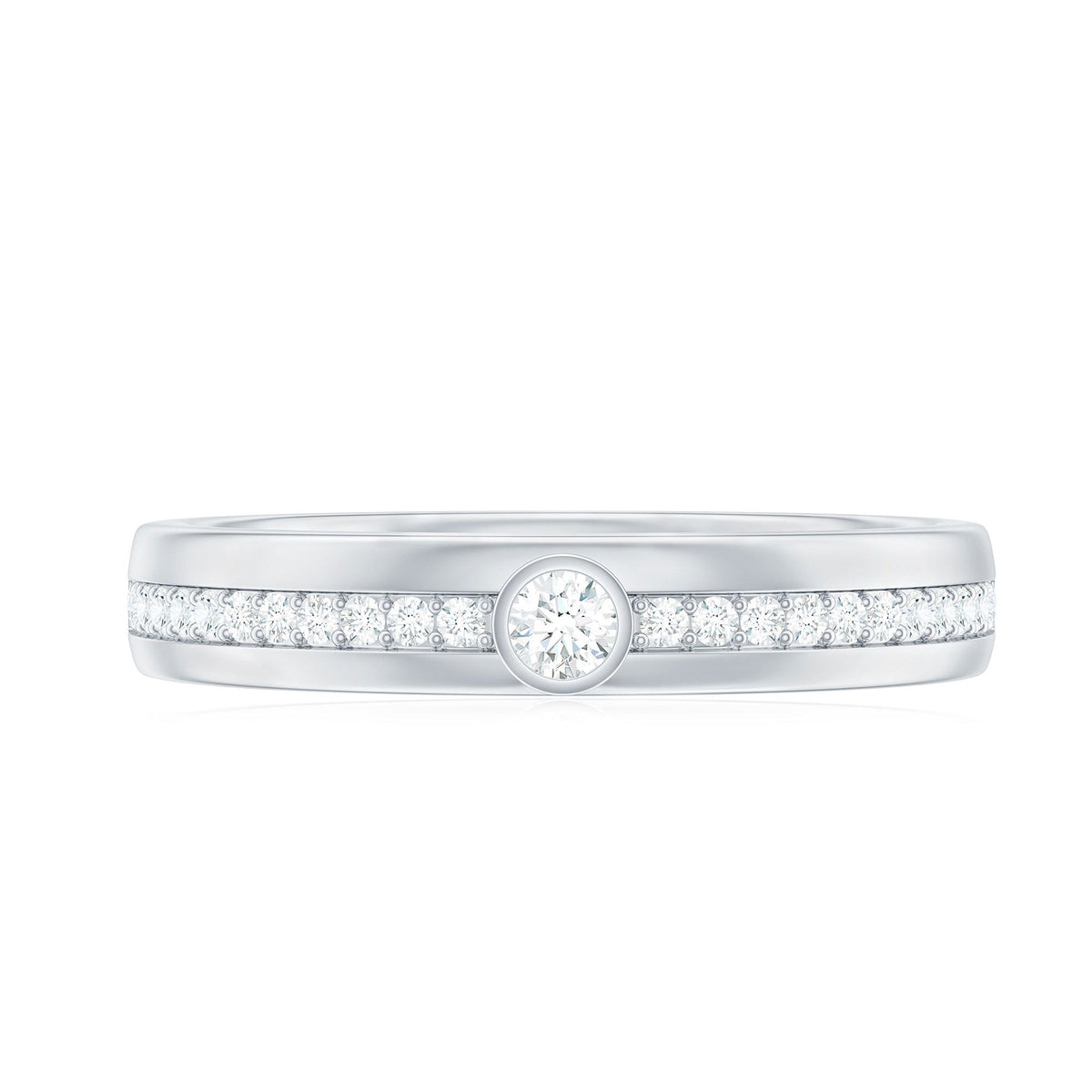 Bezel Set Moissanite Unisex Wedding Band Ring