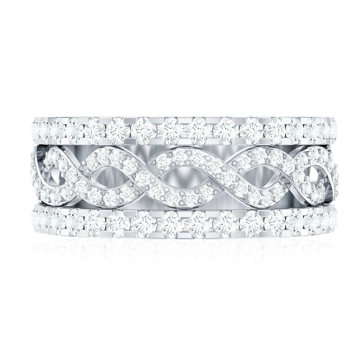 Certified Moissanite Infinity Wedding Band for Women