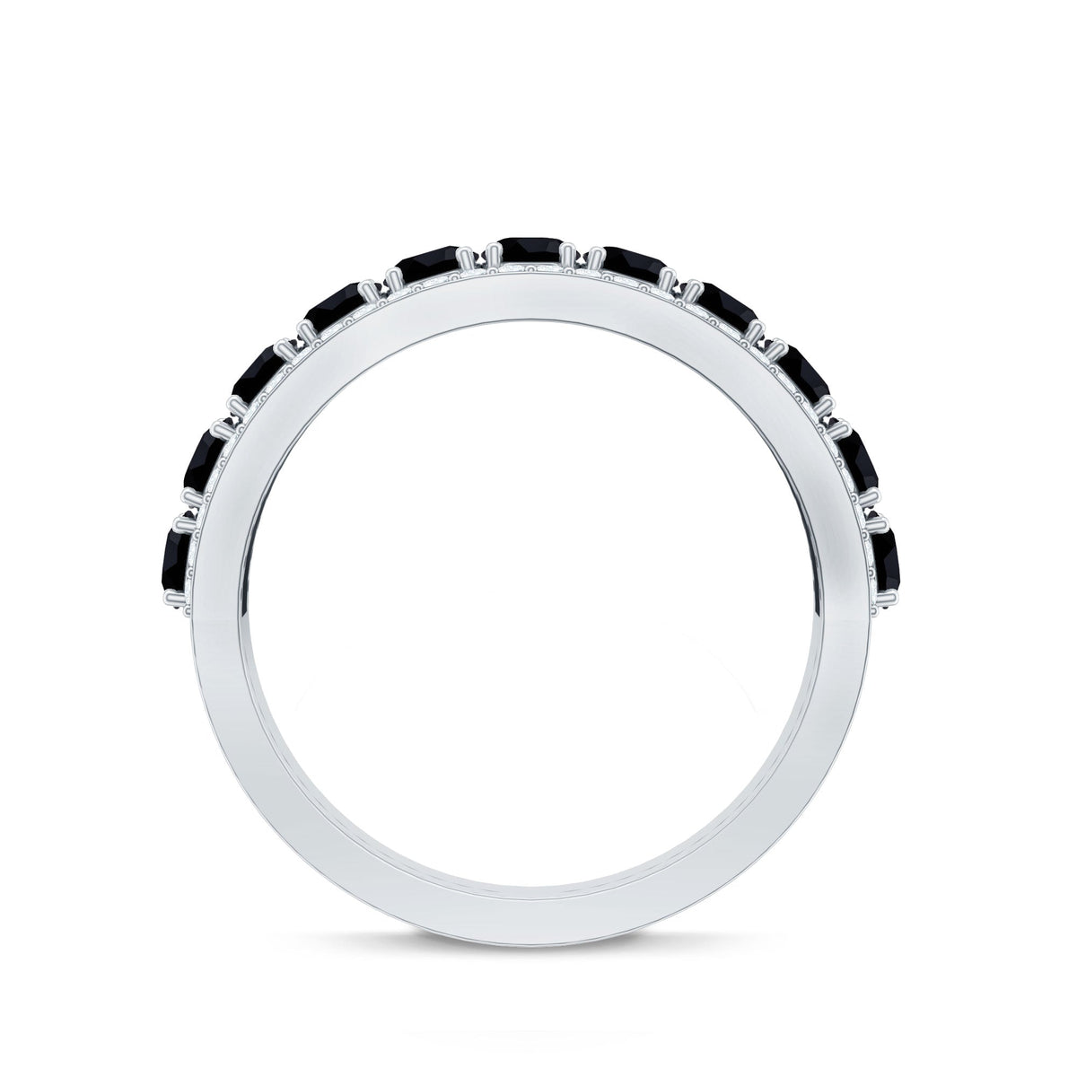 Certified Lab Grown Black and White Diamond Half Eternity Band Ring for Women