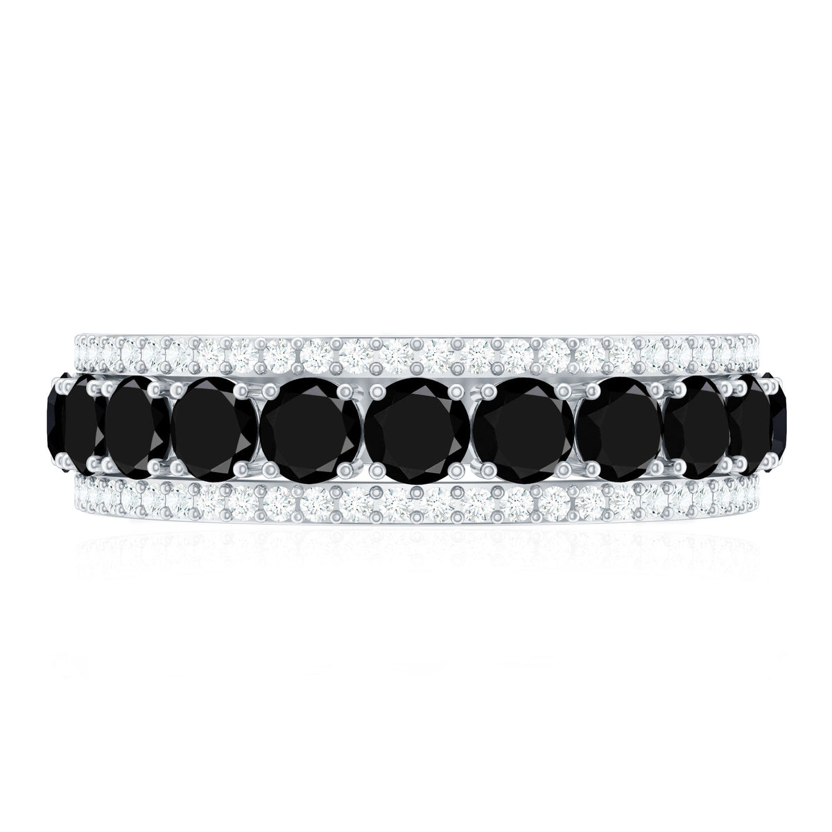 Certified Lab Grown Black and White Diamond Half Eternity Band Ring for Women