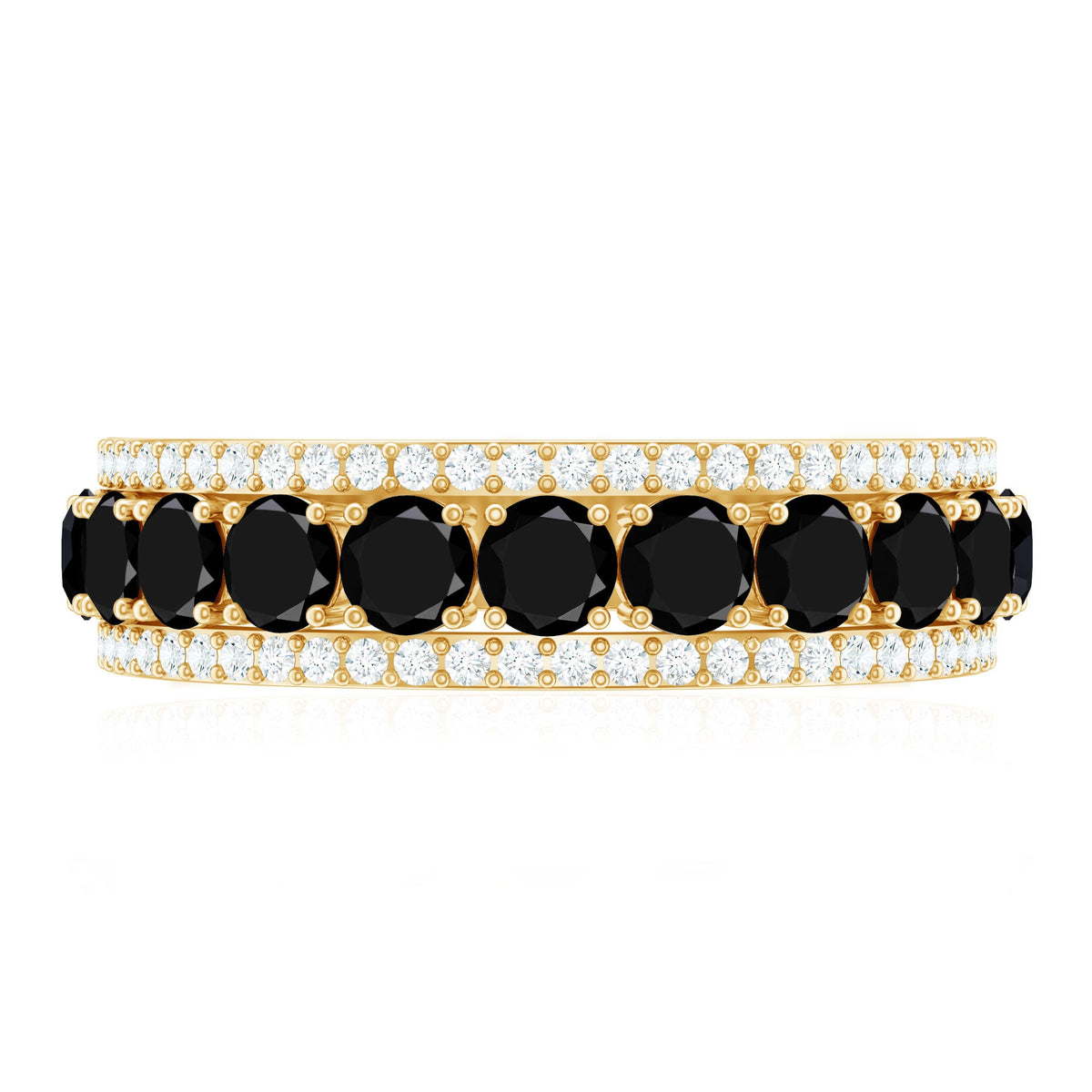 Certified Lab Grown Black and White Diamond Half Eternity Band Ring for Women
