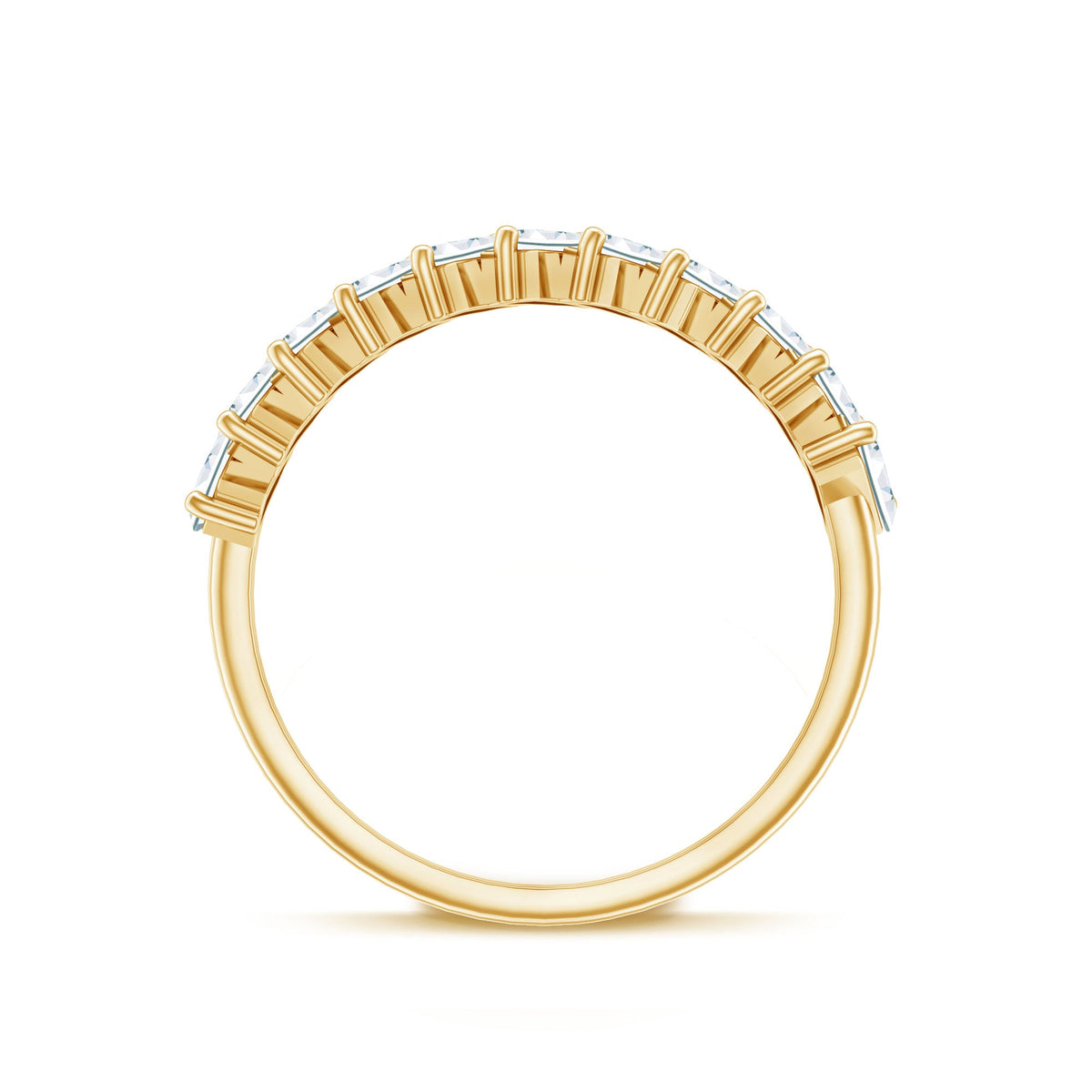 Certified Moissanite Baguette Cut Half Eternity Ring