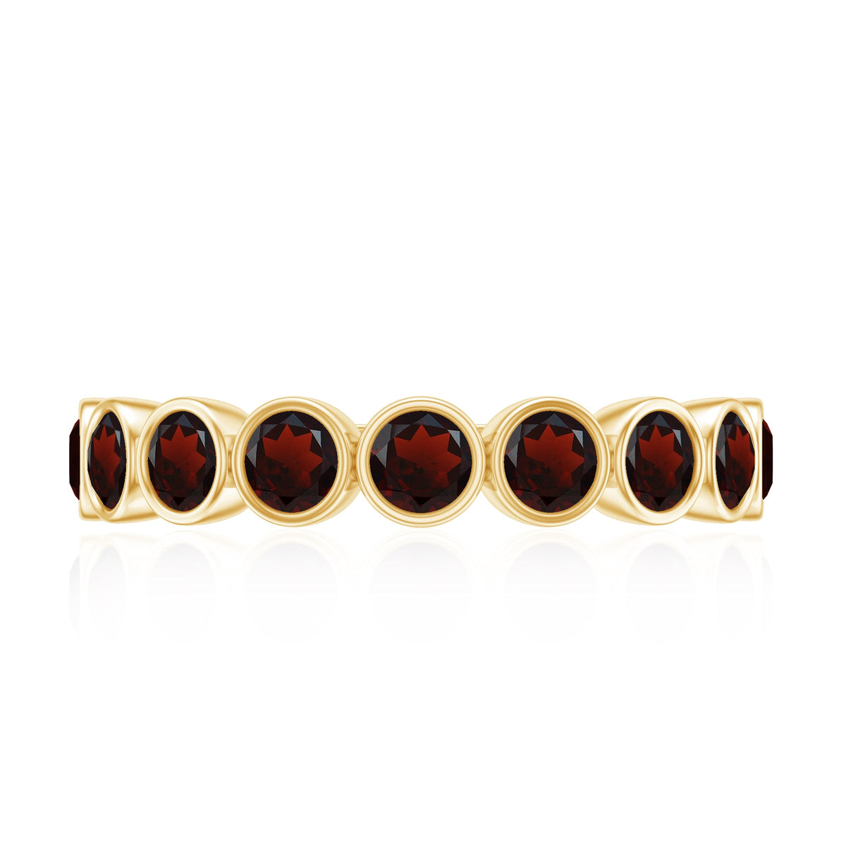 Certified Real Garnet Half Eternity Ring in Bezel Setting