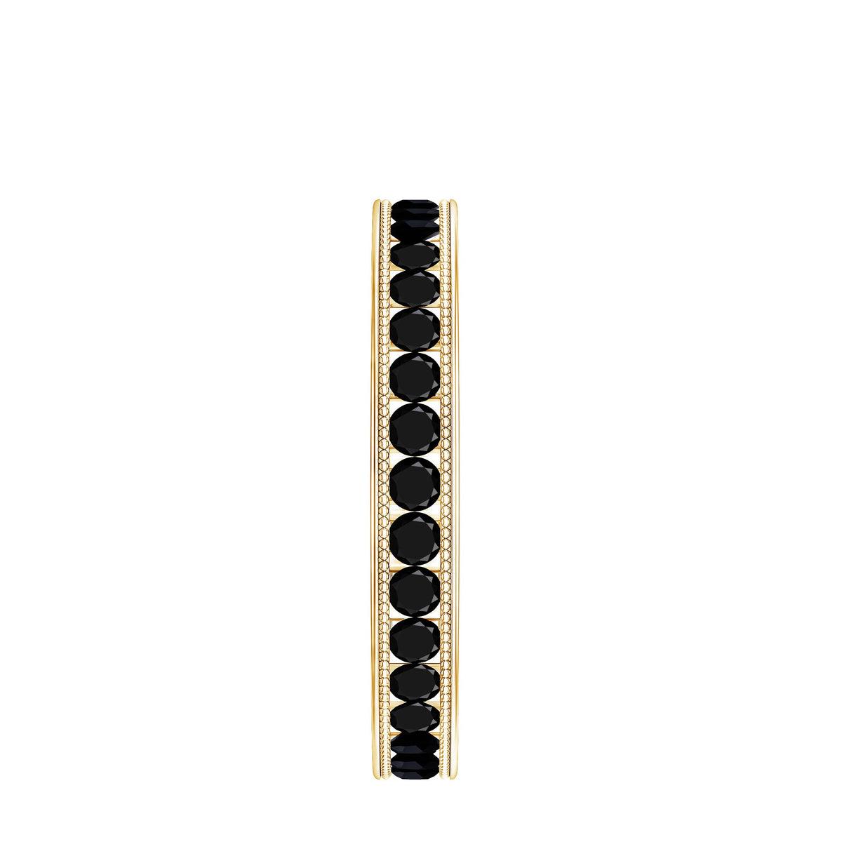Black Onyx Wedding Band with Milgrain Detailing