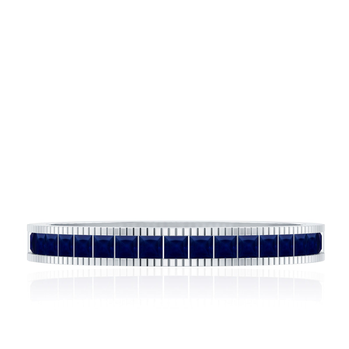 Natural Blue Sapphire Half Eternity Ring in Channel Set