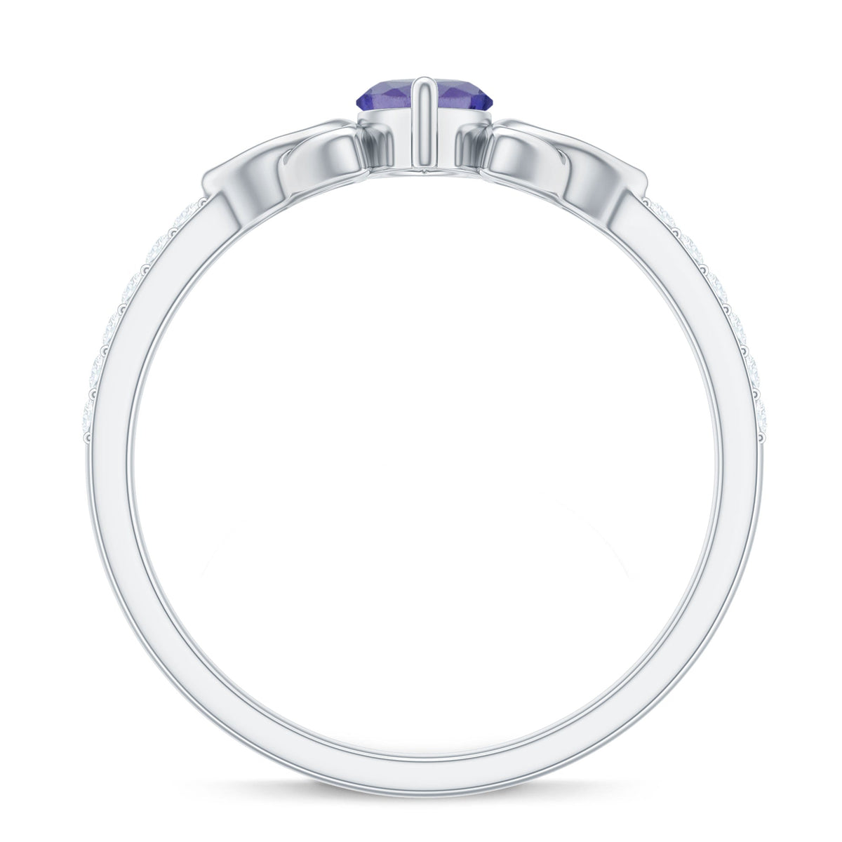 Real Marquise Tanzanite Diamond Engagement Ring with Celtic Knot