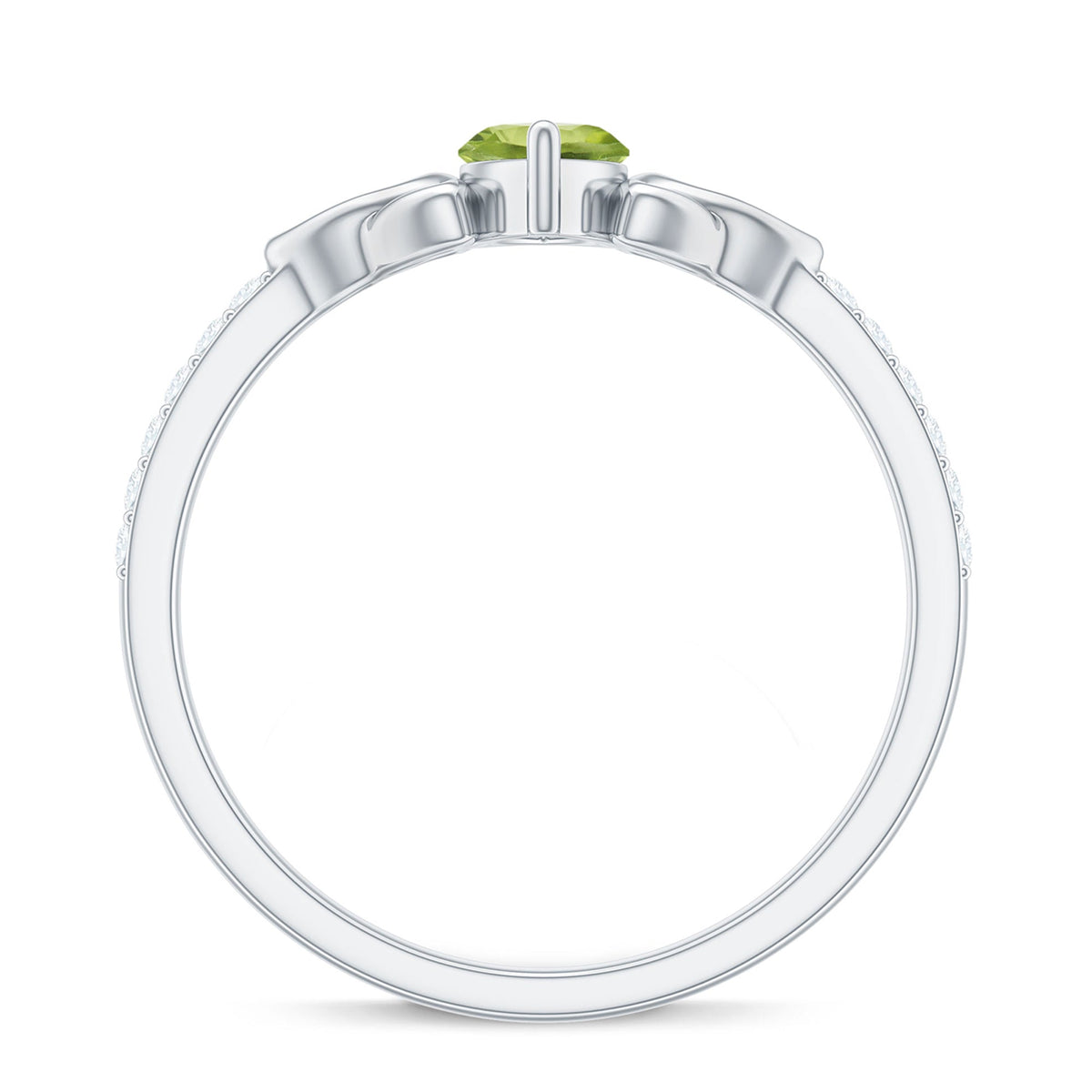 Natural 0.7 Carat Peridot Diamond Marquise Engagement Ring with Celtic Knot