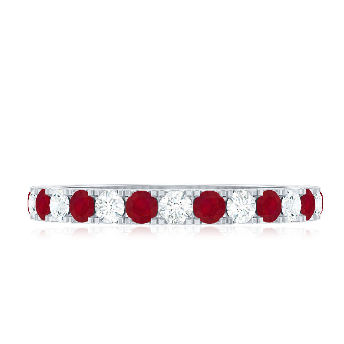 Natural Ruby Eternity Ring with Diamond for Women