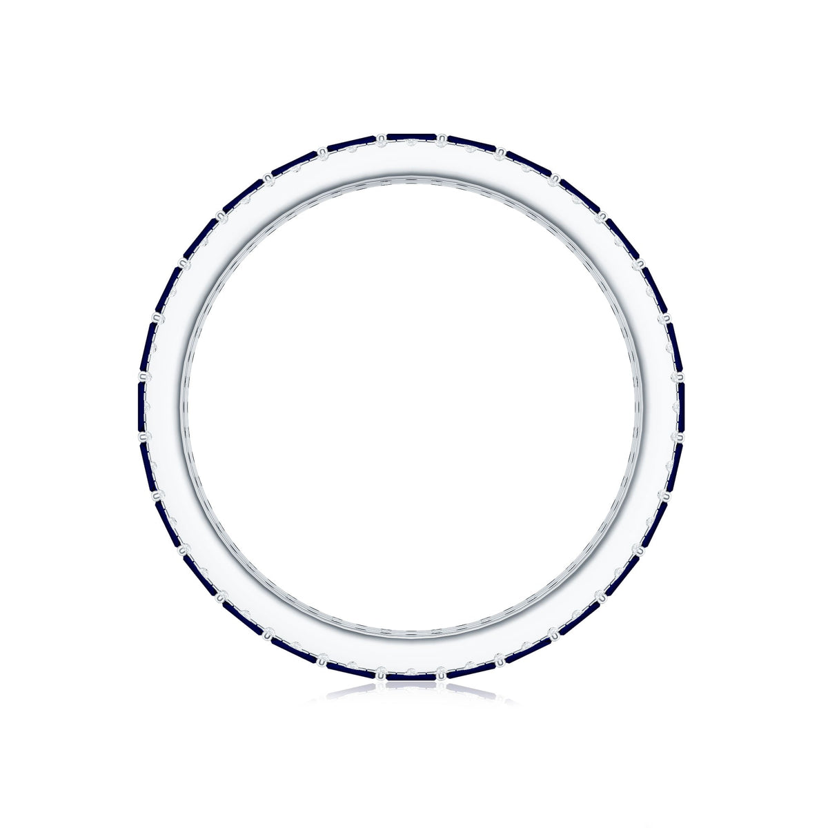 Baguette Cut Lab Grown Blue Sapphire and Moissanite Wedding Band